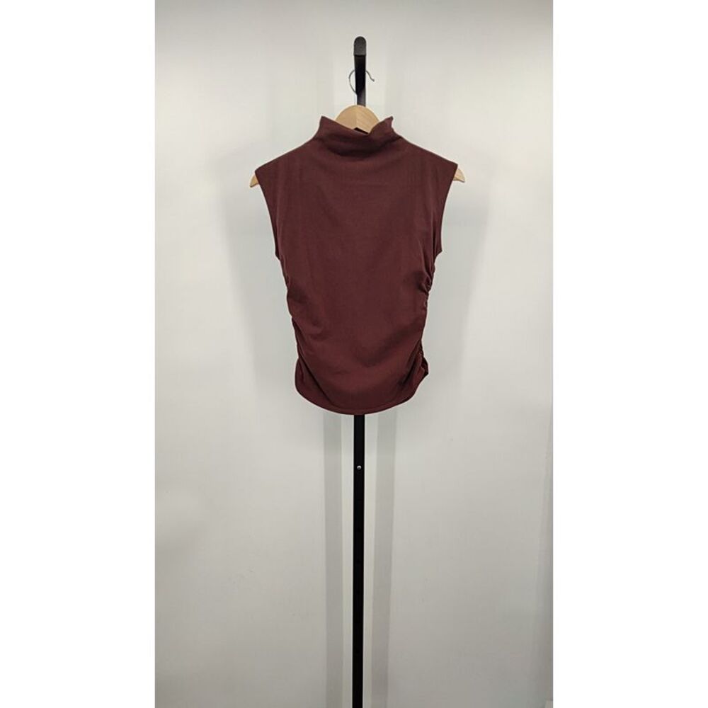 Quince Sleeveless Mock Neck Top in Deep Burgundy